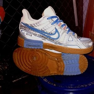 Nike x off white rubber dunks white blue and orange